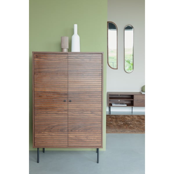 Armadietto marrone con effetto noce 80x130x40 cm Stripes – White Label-image-1