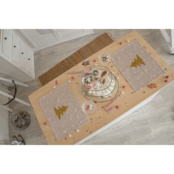 Tovagliette di stoffa con motivo natalizio in set da 2 35x45 cm Gold Tree - Butter Kings-image-1