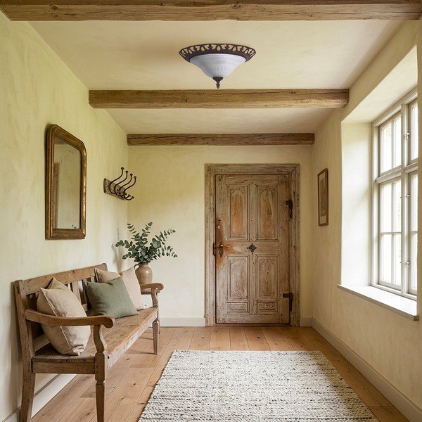 Plafoniera marrone scuro con paralume in vetro ø 38 cm Rustica – Trio-image-1