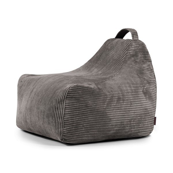 Pouf a sacco per bambini grigio scuro con rivestimento in velluto a coste Game Amuse – SLOWDOWN