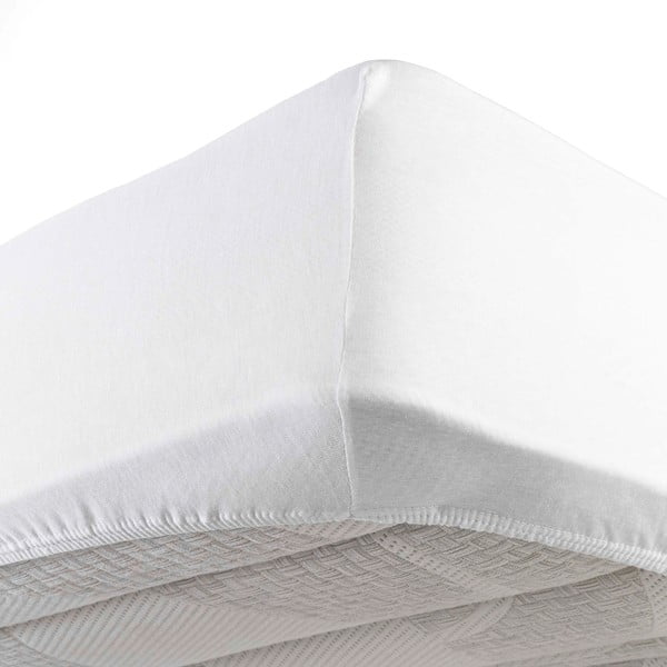 Lenzuolo elastico in jersey bianco 140x190 cm Jersy - douceur d'intérieur-image-2