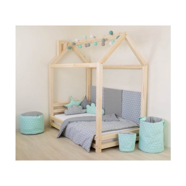 Letto per bambini in legno di abete laccato Happy, 120 x 200 cm - Benlemi-image-2