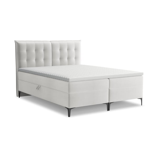 Letto boxspring grigio chiaro con contenitore 160x200 cm Mikana – Makamii
