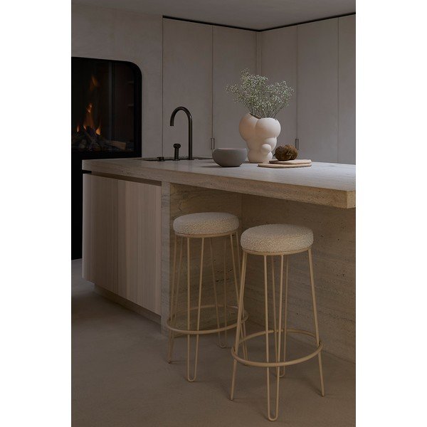 Sedia da bar color crema in imbottito (altezza della seduta 73 cm) Alice – Light & Living-image-1