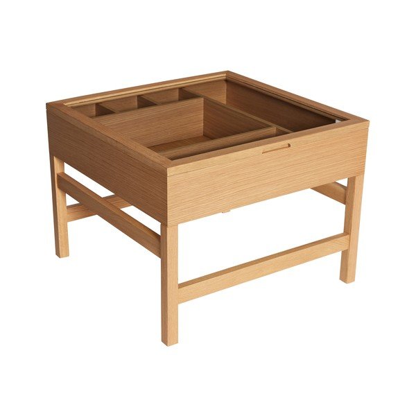 Tavolino da salotto di colore naturale con piano in vetro 60x60 cm Glitz – Hübsch