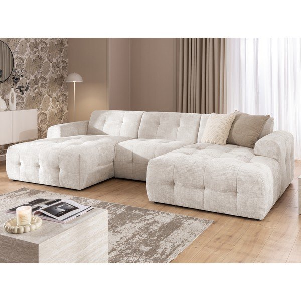Divano angolare color crema (a U/con chaise lounge) Melva – Ropez-image-1