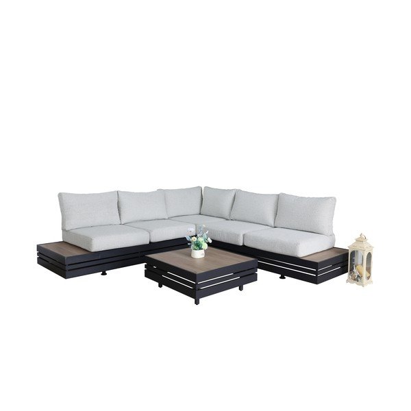 Set di mobili da giardino grigio in alluminio per 5 persone New York – Rojaplast-image-2