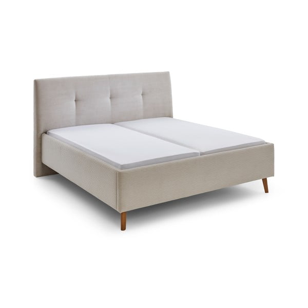 Letto matrimoniale imbottito beige con contenitore e rete 180x200 cm Madea - Meise Möbel