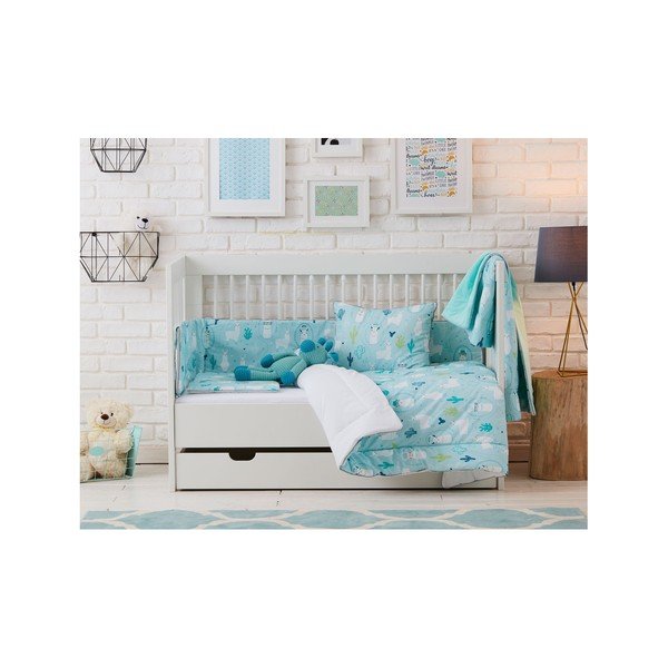 Set di piumoni blu con cuscino , 100 x 135 cm Llamas - Pinio-image-1