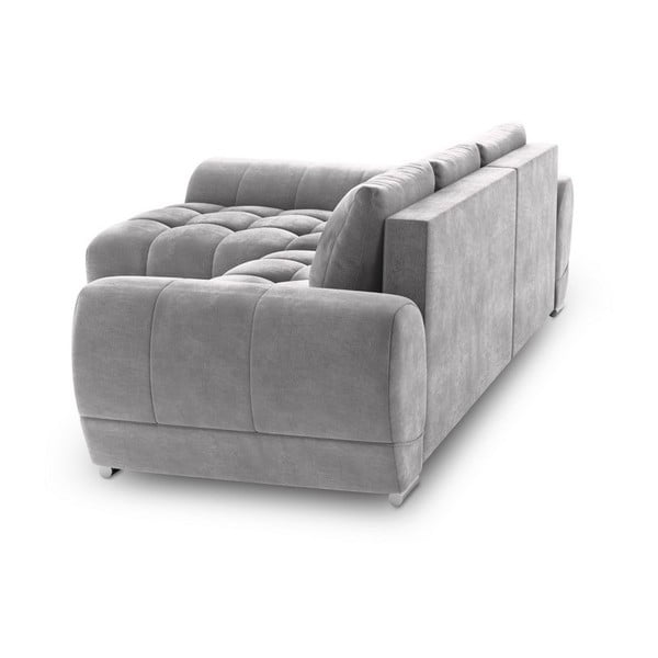 Divano letto angolare grigio chiaro con rivestimento in velluto, angolo sinistro Nuage - Windsor & Co Sofas-image-2