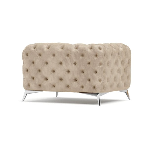 Poltrona beige con rivestimento in velluto Chelsea – Ropez-image-2