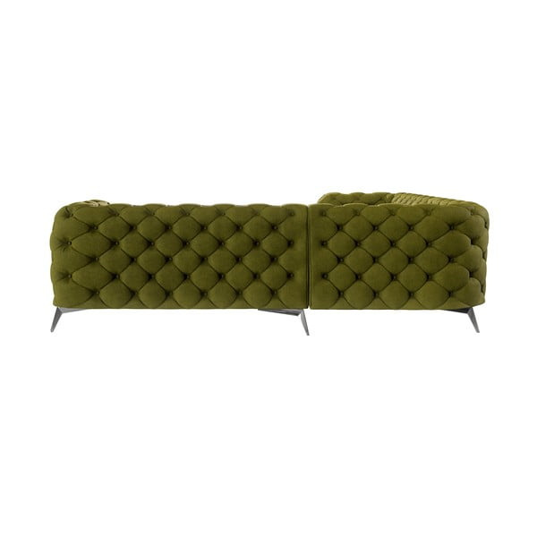 Divano angolare verde con rivestimento in velluto Chelsea – Ropez-image-2