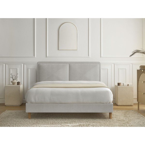 Letto matrimoniale imbottito grigio imbottito con rete inclusa 180x200 cm Mara – Bobochic Paris-image-3