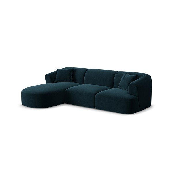 Divano angolare color petrolio (con penisola a sinistra/con chaise lounge) con rivestimento in velluto Campi – Cosmopolitan Design-image-2