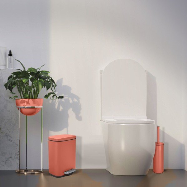 Cestino per la spazzatura color terracotta in acciaio con pedale 5 l   Akira – Spirella-image-1