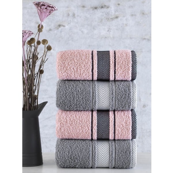 Set di 4 asciugamani in puro cotone, 50 x 85 cm Mila - Cotton Pure