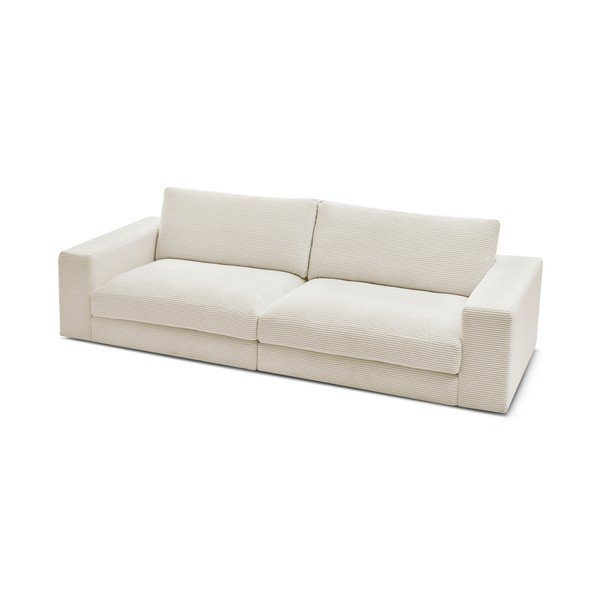 Divano beige con rivestimento in velluto a coste 274 cm Leonard – Bobochic Paris-image-3