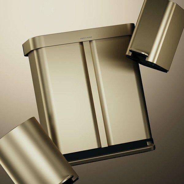 Cestino per la spazzatura oro opaco in acciaio per raccolta differenziata/con pedale 34+24 l – simplehuman-image-3