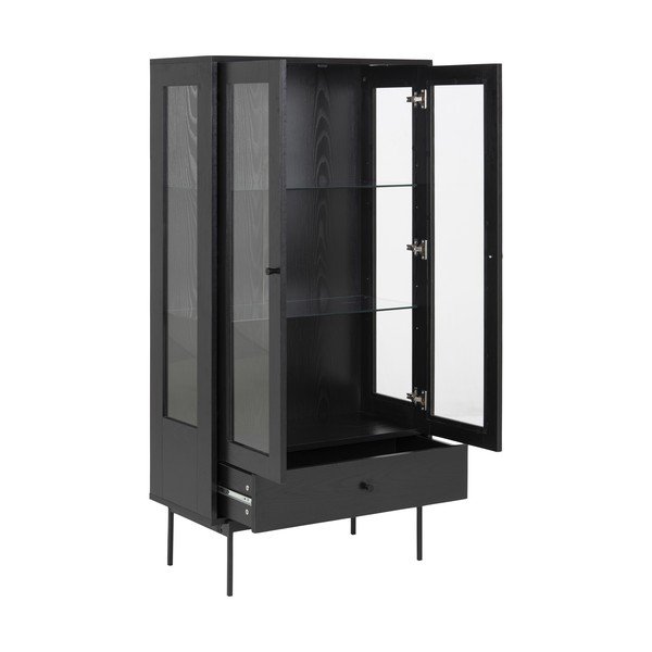 Vetrina nera effetto frassino 75x152 cm Angus - Actona-image-3