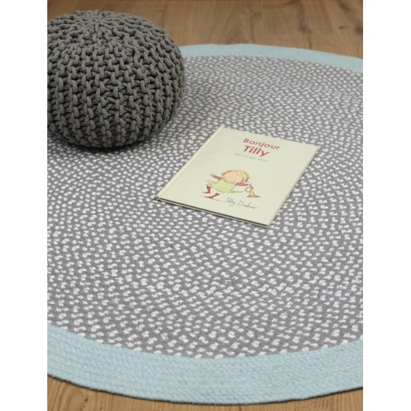 Tappeto per bambini blu fatto a mano, ∅ 120 cm Brenda - Nattiot-image-3