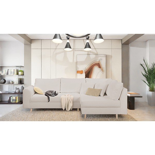 Divano angolare beige in tessuto bouclé (angolo destro) Ariella - Ropez-image-1