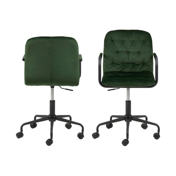 Sedia da ufficio verde con superficie in velluto Wendy - Actona-image-3
