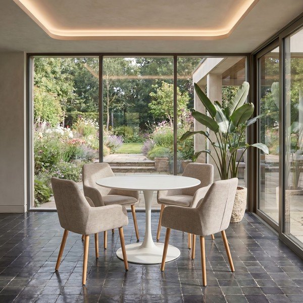 Sedie da pranzo in set beige in tessuto con braccioli 2 pz Carlton – Støraa-image-1