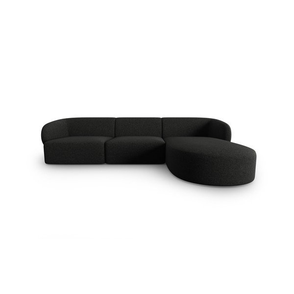 Divano angolare nero (con penisola a destra/con chaise lounge) con rivestimento in ciniglia Paolo – Milo Casa
