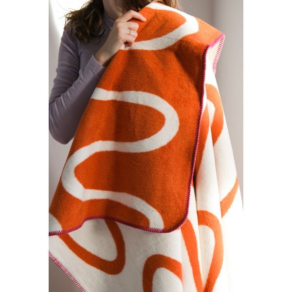 Coperta arancione 150x200 cm Swirl – noo.ma-image-2