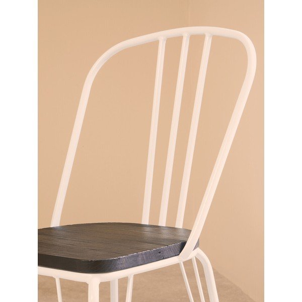 Sedia da pranzo bianca/di colore naturale in olmo massiccio District – Premier Housewares-image-3