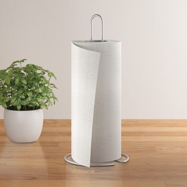 Portarotolo da cucina verticale color argento lucido in acciaio ø 14 cm Luxy – Metaltex-image-1