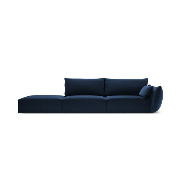 Divano blu scuro con penisola a destra con rivestimento in velluto 264 cm Vanda – Mazzini Sofas