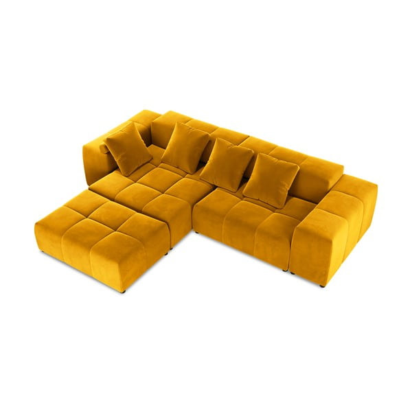 Divano angolare in velluto giallo (variabile) Rome Velvet - Cosmopolitan Design-image-3