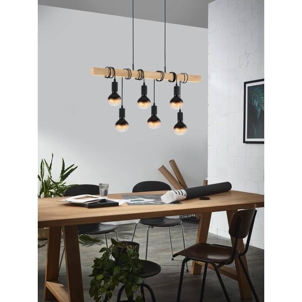 Lampadario nero/di colore naturale TOWNSHEND – EGLO-image-3