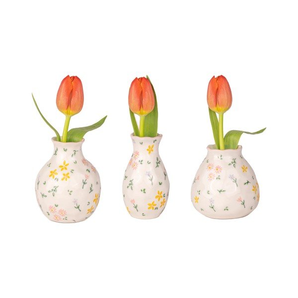 Set di vasi color crema in gres 3 pz (altezza totale 10 cm) Ditsy Floral – Sass & Belle-image-3