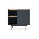 Cassettiera bassa in rovere decorato in colore antracite-naturale 90x78 cm Otto - Teulat