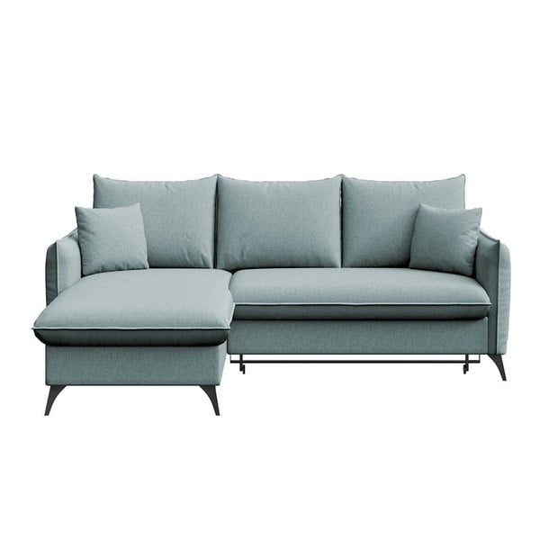 Divano angolare azzurro allungabile e con contenitore (con penisola a sinistra e chaise lounge) Brim – Rodier