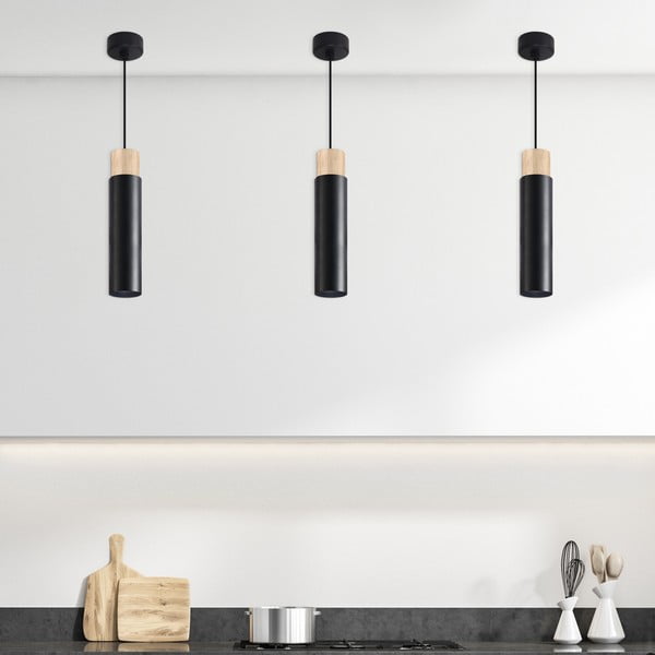 Apparecchio a sospensione nero con paralume in metallo Claro - Candellux Lighting-image-1