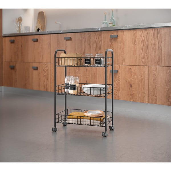 Carrello mobile in acciaio inox nero Lava Lugano - Metaltex-image-3