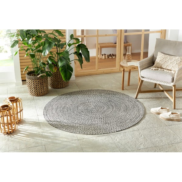 Tappeto rotondo per esterni grigio/beige ø 200 cm - NORTHRUGS-image-1