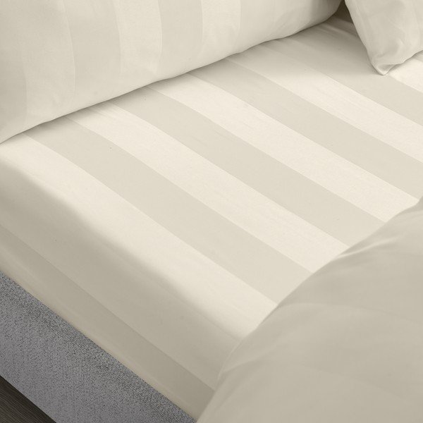 Lenzuolo con angoli color crema in raso di seta 185x200 cm So Soft Satin Stripe – Catherine Lansfield-image-1