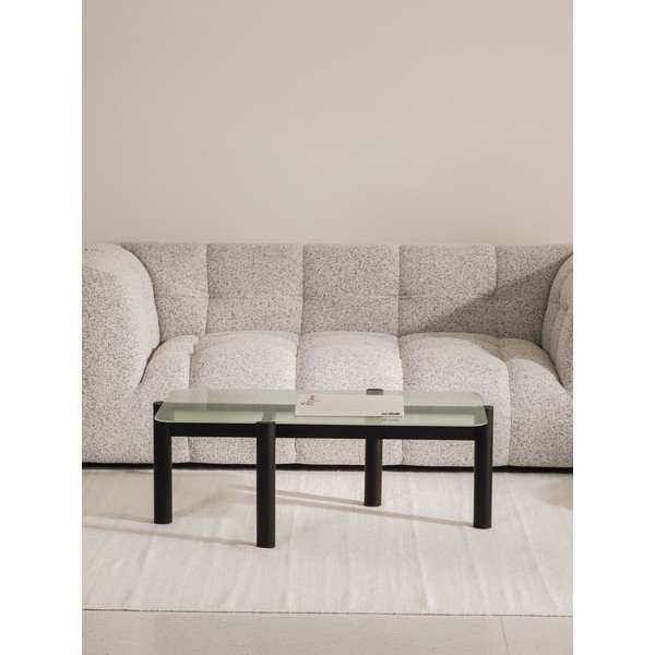 Tavolino da salotto nero con piano in vetro 55x105 cm Kob – noo.ma-image-1