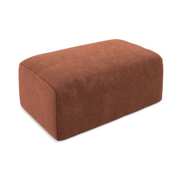 Poggiapiedi color terracotta con rivestimento in ciniglia Kona – Makamii-image-2