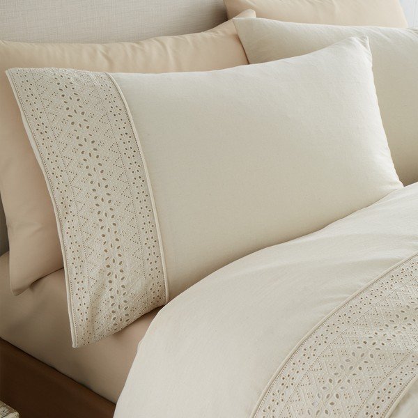 Set copripiumino e federa color crema per letto singolo 135x200 cm Broderie Anglaise – Catherine Lansfield-image-2