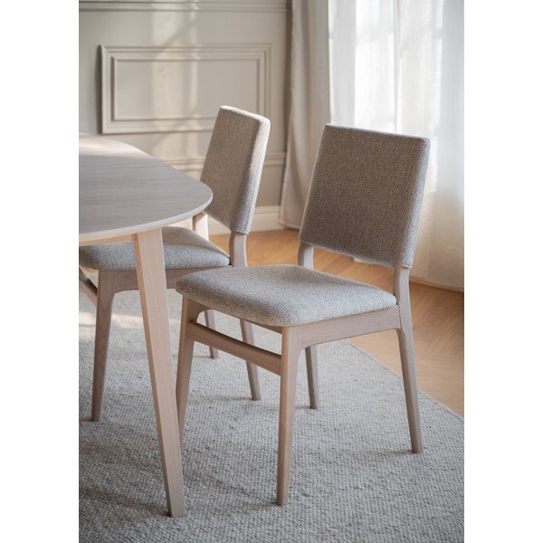 Sedia da pranzo color crema/colore naturale chiaro in rovere massiccio Medford – Rowico-image-2