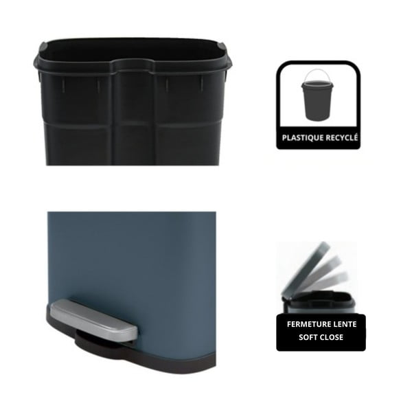 Cestino per la spazzatura color petrolio in acciaio con pedale 5 l   Akira – Spirella-image-2