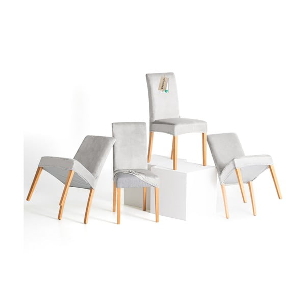 Set di coprisedia grigio chiaro con rivestimento elastico per sedie 4 pz 48 cm Sento – Restilo
