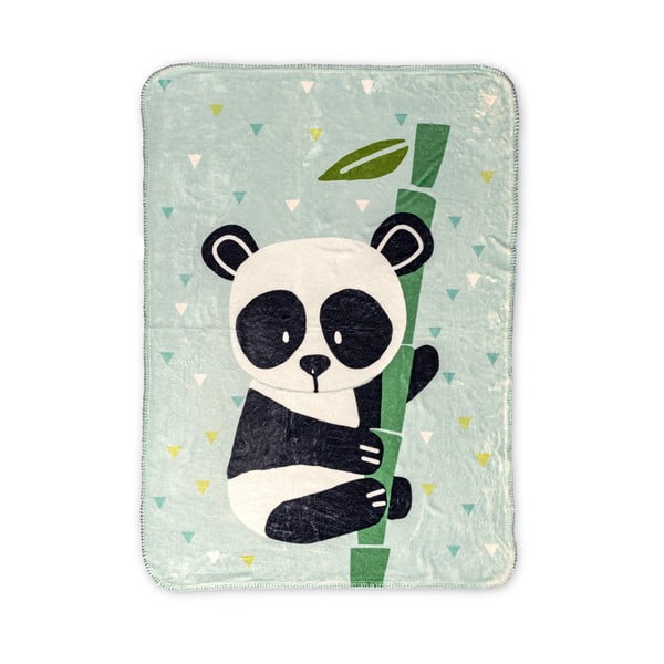 Coperta in microfibra verde chiaro 140x110 cm Panda - Moshi Moshi