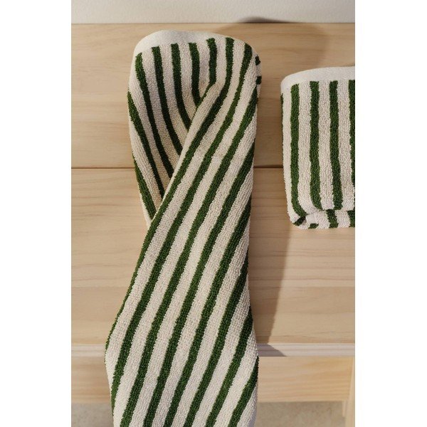 Set di asciugamani verdi/color crema in cotone 2 pz 30x50 cm Dixie – Jotex-image-1