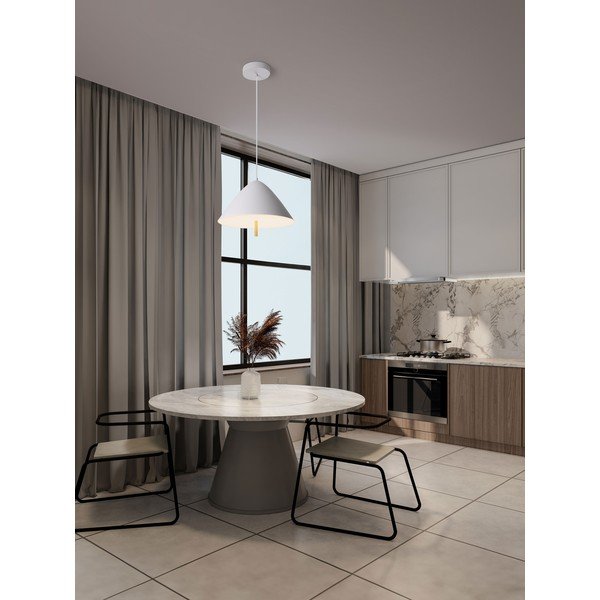 Lampadario LED bianco in metallo con paralume in metallo ø 40 cm Oros – Nova Luce-image-2